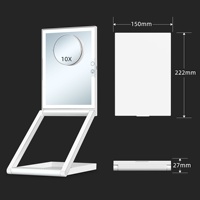 New Multifunctional Desktop Portable Folding Led Square Standing Cosmetic Mirror Plastic Frame Glass Storage Box 10 Times