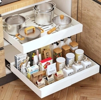 Meubles de cuisine métalliques extensibles personnalisés, tiroir coulissant, longueur et largeur réglables, étagère de rangement pliable pour garde-manger, organisateur d'épices et d'aliments