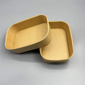 Bol à salade en papier kraft, impression de logo personnalisée, directement de l'usine, jetable, pour emballage alimentaire chaud et froid - Product Image 1