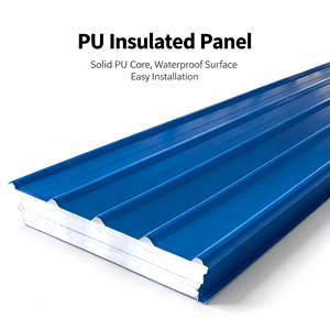 Panneau sandwich isolé en PU, panneau de toiture imperméable, isolation thermique, revêtement mural pour atelier - Product Image 1