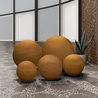 Statue de boule de sphère creuse en acier Corten moderne en métal décoration de paysage de cour de maison extérieure ornements de jardin