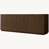 Commode à 4 portes en bois massif marron pour chambre à coucher, meuble de rangement moderne pour salon, prix de gros usine