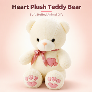 Orsacchiotto di <span class=keywords><strong>Peluche</strong></span> a Forma di <span class=keywords><strong>Cuore</strong></span>, Morbido Giocattolo Imbottito con Fiocco Rosa per Regalo di San Valentino e Esposizione in Negozio - Product Image 1