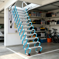 Échelle de grenier électrique escamotable en acier au carbone avec main courante, escalier de loft télescopique pliable, gain de place pour villa, maison et garage