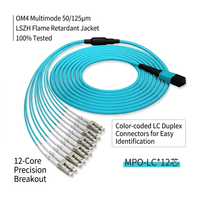 CPR CCA DCA Elite Câble de brassage MPO-LC à faible perte 12 fibres OM3 Multimode 50/125 LSZH 3mm, Cordon de brassage fibre optique pour centre de données