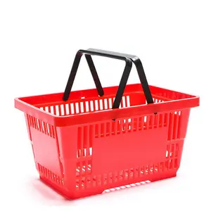 重型红色购物篮悬挂带手柄的塑料篮