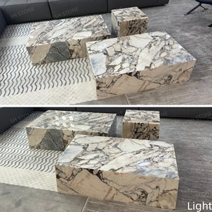 SH đá hiện đại tối giản phòng khách đồ nội thất trung tâm bảng vuông Galaxy Blue Ocean bão Đá Cẩm Thạch Bàn cà phê plinth Bộ - Product Image 2