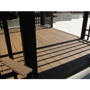 Deck WPC de madeira para jardim moderno, deck de cor dupla, deck cinza, decote de madeira, plástico de bordo e nogueira, estilo europeu