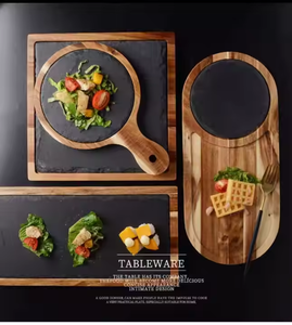 Platos de madera personalizados para carne, Bandejas para servir para cocina, bandejas de madera de acacia con pizarra para fruta, charcutería, queso - Product Image 6