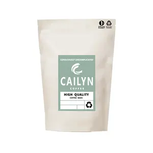 Cailyn PLA 생분해성 사이드 거셋 플랫 바닥 사용자 정의 커피 콩 포장 100g 150g 250g 500g 1kg 커피 백 밸브