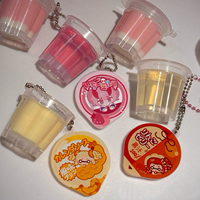 Porte-clés personnalisé en résine, miniature créative, en forme de pudding et gelée, à pincer, amusant, pour jeu d'imitation alimentaire
