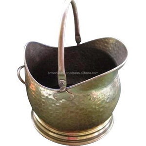 Seau à charbon doré martelé de forme ronde - Product Image 2