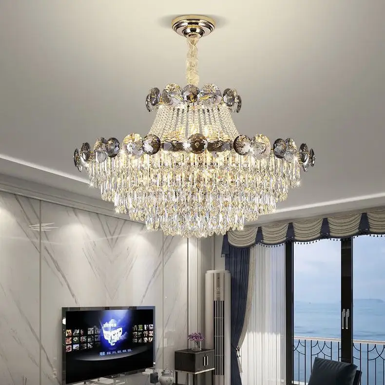 Heimdekoration Lichter hängende Lampe nordisch modern Led-Kronleuchterlampe Gold Luxus K9 Kristall-Kronleuchter