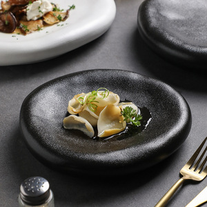 Japanese Style <b>Ceramic</b> Irregular Platter Solid Color Dishwasher Safe Hotel Fine Cuisine Shallow Dish - Product Image 3