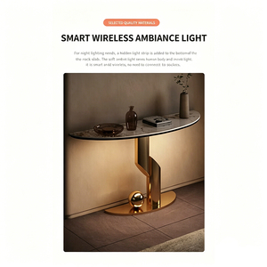 Mesa <span class=keywords><strong>Consola</strong></span> Plegable de Metal y Piedra, Estilo Moderno y <span class=keywords><strong>Minimalista</strong></span> para Sala de Estar, <span class=keywords><strong>Recibidor</strong></span> o Pared - Product Image 4
