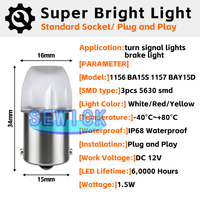 LED-Blitzleuchte 1156 BA15S 1157 BAY15D P21w Grüne LED Bernsteinfarbene R5W R10W Auto-Blinker-Glühbirne 12V Stroboskop Motorrad