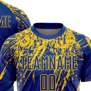 Maillot de football imprimé bleu et jaune à manches courtes, respirant, léger, séchage rapide, uniforme de sport pour l'entraînement et les matchs d'équipe - Product Image 4