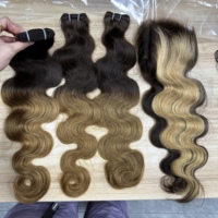 Extensions de cheveux blonds Goodluck 613, mèches brésiliennes ondulées, cheveux humains vierges non traités avec closure