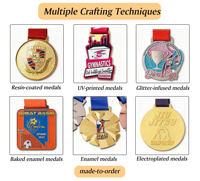 Médailles de marathon personnalisées en alliage de zinc 3D, modernes et traditionnelles, moulées sous pression, or, argent, bronze, pour la course à pied, le football, le cyclisme, le taekwondo
