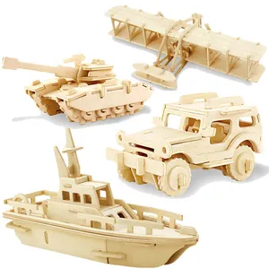 Puzzle en bois 3D, série militaire, ensemble de modèles de véhicules blindés, créatif, éducatif, cadeaux pour enfants