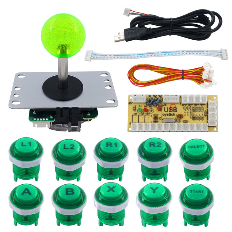 Led Grey Color LED Arcade Joystick Button DIY Kit - Zero Delay USB Encoder