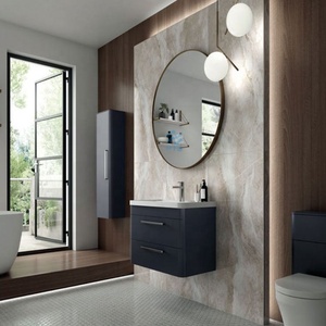 Gabinetto fissato al muro dello specchio di vanità del gabinetto del <span class=keywords><strong>bagno</strong></span> di legno solido grigio su ordinazione all'ingrosso di stile dell'europa - Product Image 2