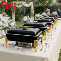 TIANXING Réchaud de buffet commercial noir et or en acier inoxydable, chauffe-plats pour mariages, fêtes et événements