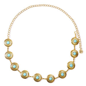 Cadena de Cintura con Flores Turquesa Doradas, Cadena Corporal de Aleación de Zinc, Estilo Étnico, para Uso Diario - Product Image 5