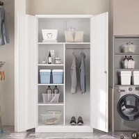 Armoire de chambre autoportante contemporaine en acier, meuble de rangement domestique durable et verrouillable pour l'organisation personnelle