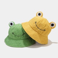 Nouveau chapeau bob d'hiver chaud avec broderie grenouille, réglable par cordon, style Panama, pour activités de plein air et pêche