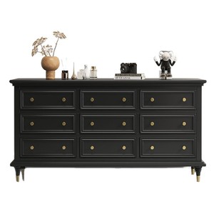 American Style Solid Wood <b>Chest</b> Of Drawers 5 9 Drawers Black Bedroom <b>Storage</b> Modern Light Luxury Living Room Furniture - Product Image 5