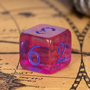 Faccub Biểu Tượng Tùy Chỉnh 16Mm D6 Trong Suốt Tím Đỏ Long Lanh Phát Sáng Chơi Game Xúc Xắc Nhựa Nhựa Cube Cán Xúc Xắc Cho Dnd RPG Trò Chơi - Product Image 2