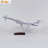 Jet Privé Gulfstream G650 Maquette d'Avion Prototype à l'Échelle 1/75 avec Support et Train d'Atterrissage Aile Fixe