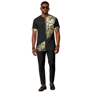 Completo da uomo a due pezzi con stampa alla moda, camicia e pantaloni, abbigliamento <span class=keywords><strong>africano</strong></span> da uomo. - Product Image 4