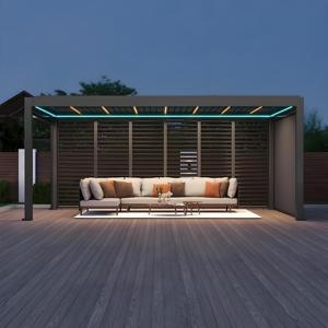 Luxe <span class=keywords><strong>MULAN</strong></span> PG001 Gazebo de Jardin Motorisé Télécommande Bioclimatique Aluminium Patio Toit Extérieur Persienne Pergola Imperméable - Product Image 3