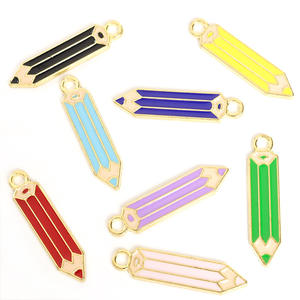 Bút chì màu mặt dây chuyền hợp kim dầu thả nhỏ tự làm Bông tai móc chìa khóa trang sức phụ kiện vật liệu bán buôn - Product Image 4