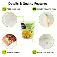 Gobelet à nouilles en papier à double paroi écologique, récipient alimentaire jetable pour plats instantanés, bol pour soupe, emballage biodégradable, logo personnalisé OEM