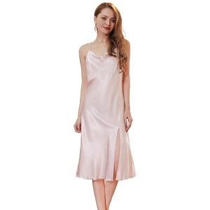 Sleeveless Satin <strong>Long</strong> Dress Knee Length <strong>slip</strong> for Women Nightgown Plus Size Women's Sleepwear - Product Image 4