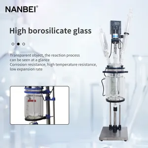 NANBEI 3L 실험실 화학 자동 교반 이중 층 재킷 미니 유리 반응기 (CE 포함)