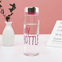 Bouteille d'eau Tritan avec bouchon en acier inoxydable, sans BPA, résistante aux hautes températures, transparente