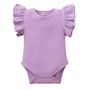 Estate manica corta neonato vestiti del bambino viola 2 strati cotone bambino volant manica svolazzante pagliaccetto del bambino 0-24 <span class=keywords><strong>mesi</strong></span> - Product Image 1