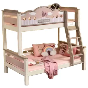 북유럽 스타일 이층 침대 모든 단단한 나무 어린이 이층 침대 공주 다운 어린이 침실 어린이 침실 가구 세트