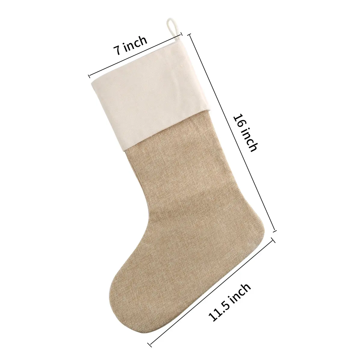 Amazon Hot seller Christmas ornaments stocking linen fabric sock DIY gift Christmas accessories