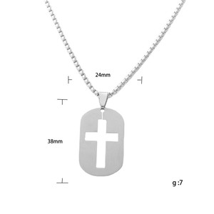 Stainless Steel Hollow <b>Cross</b> Pendant Men's Necklace Geometric Themed Gift 12028 - Product Image 4