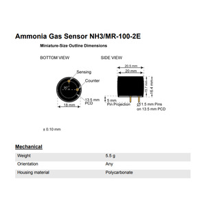 เซ็นเซอร์ก๊าซแอมโมเนีย Membrapor รุ่น NH3MR-100-2E ความแม่นยำสูง ตัวเรือนขนาดเล็กสำหรับเครื่องตรวจจับแบบพกพา - Product Image 5