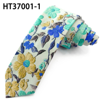 Cravate en coton écologique à motif floral bleu marguerite, design personnalisé, fabricant de cravates pour hommes