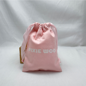 Pochette en toile rose recyclable, sac en coton écologique avec cordon de serrage pour la protection contre la poussière - Product Image 6
