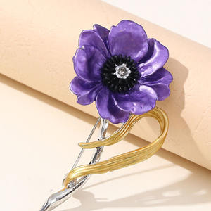 Floral Brooch for Ladies Elegant Corsage Eco-Friendly Alloy Silk Screen Printed 3D Magnetic Nickel-Free Luxurious <b>Pin</b> - Product Image 4