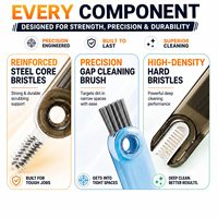 Brosse de nettoyage rotative 3-en-1 pour fentes, bouteilles, claviers et tasses – Nettoyeur portable multifonctionnel pour bouteilles d'eau