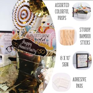 Accessoires de photomaton pour anniversaire de mariage, kit de photomaton 41 pièces, panneau 8x10 pouces, 60 tampons adhésifs, 45 bâtonnets, en papier - Product Image 2